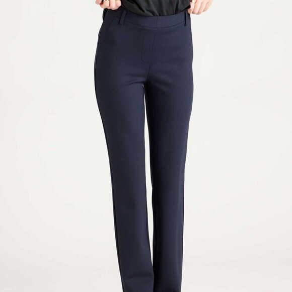 Quince Ultra-Stretch Ponte Straight Leg Pants in Navy - Picture 1 of 8